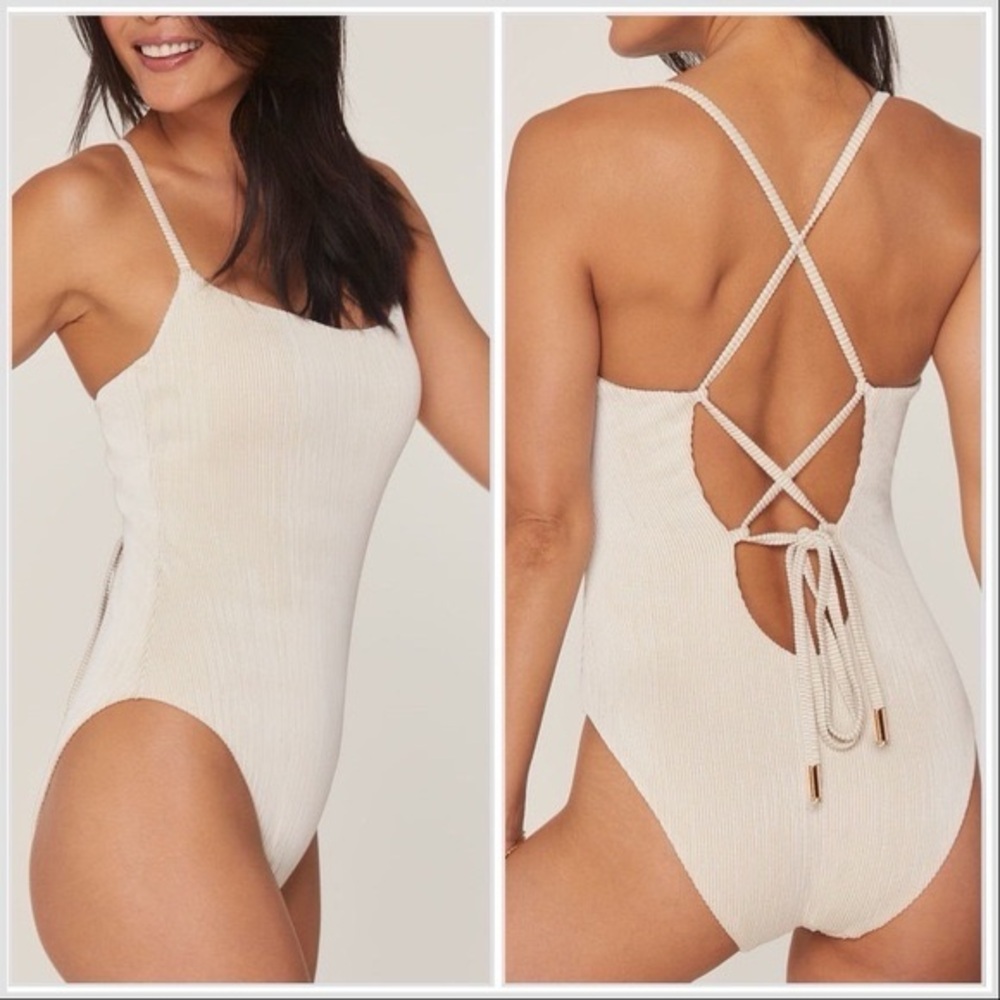 *NEW* Andie Swim Fiji onepiece micro-ribbed gold ivory, Long Torso